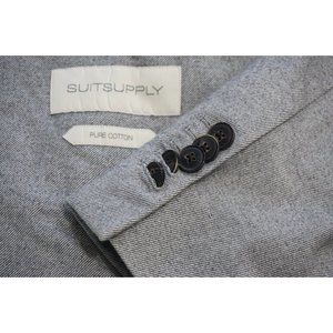 SuitSupply Pure Cotton Gray Twill Triple Patch Pocket 2 Pc Suit Jacket Pants 38L